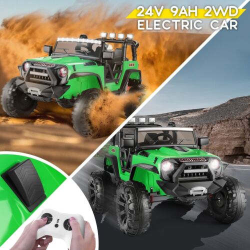 400W 2-Seater Electric Ride-On Jeep for Kids with LED Lights and 24V Power