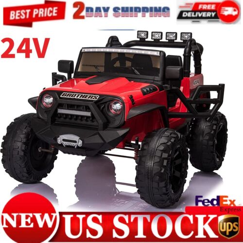 400W 2-Seater Electric Ride-On Jeep with LED Lights, MP3 Player, and USB Port for Kids (24V)