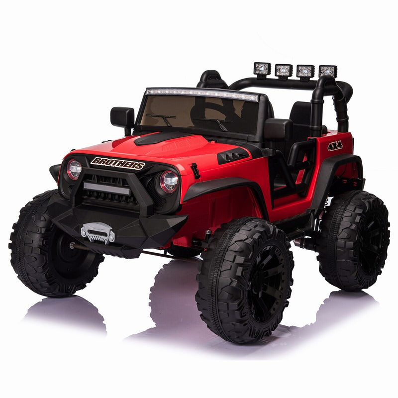 Kids Ride On Jeep Truck with Remote Control, MP3 Player, LED Lights, and 3 Speed Options - Perfect Gift for Children (24V/12V)