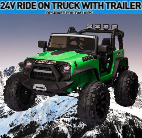 400W 2-Seater Electric Ride-On Truck with LED Lights for Kids - 24V Jeep Car