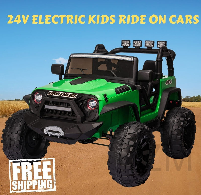 400W 2-Seater Electric Ride-On Truck with LED Lights for Kids - 24V Jeep Car