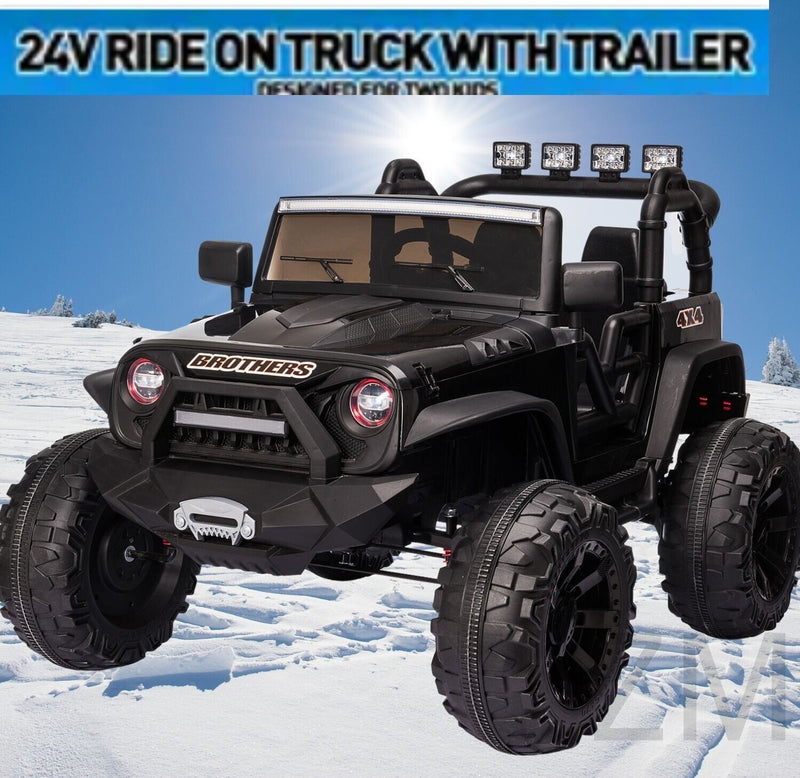 400W Electric 24V Kids Ride on Truck Car Jeep with MP3 Player, LED Lights, and Remote Control - Seats 2