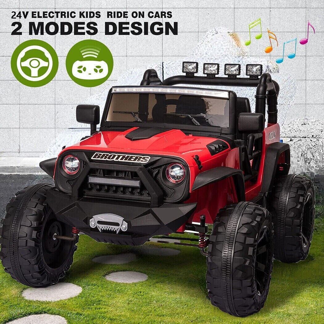400W Electric JEEP Ride-On Toy Truck for Kids with Remote Control and MP3 - Red