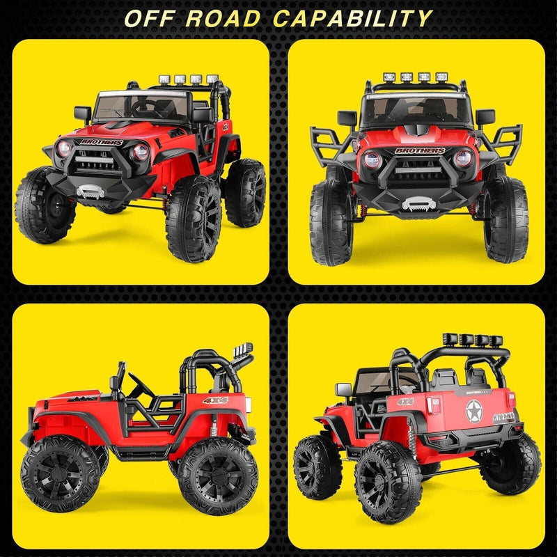 400W Red Electric JEEP Ride-On Toy Truck for Kids with Remote Control - 24V Power
