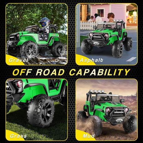 400W 2-Seater Electric Ride-On Truck for Kids with Remote Control and LED Lights
