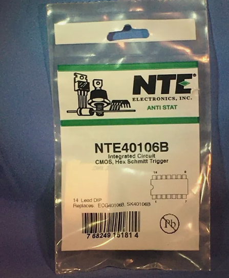 NTE40106B Hex Schmitt Trigger W/ Integrated Circuit CMOS NTE