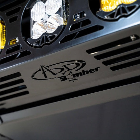 Addictive Desert Designs Bomber Front Bumper w/ Baja Designs LP4 Mounts and D-Rings | 2021+ Ford Bronco