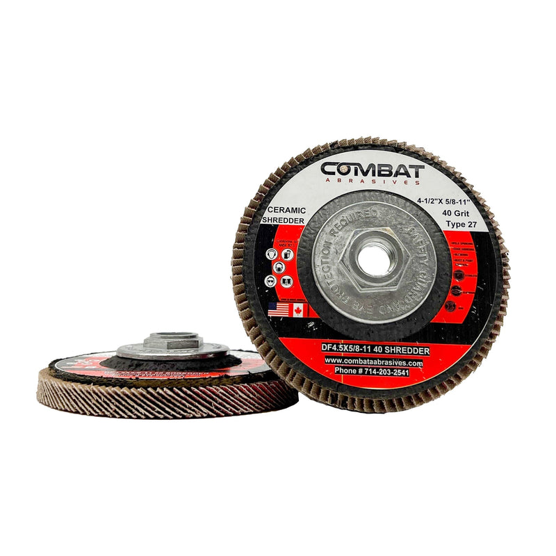 Ceramic Shredder Flap Discs 4-1⁄2" x 5/8-11" With Hub (Type 29)