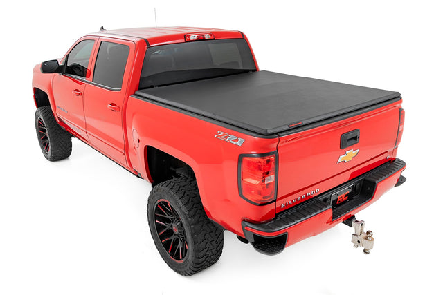 Soft Tri-Fold Bed Cover 5 Foot 9 Inch Bed Silverado/Sierra 1500 (14-18 & Classic) Rough Country