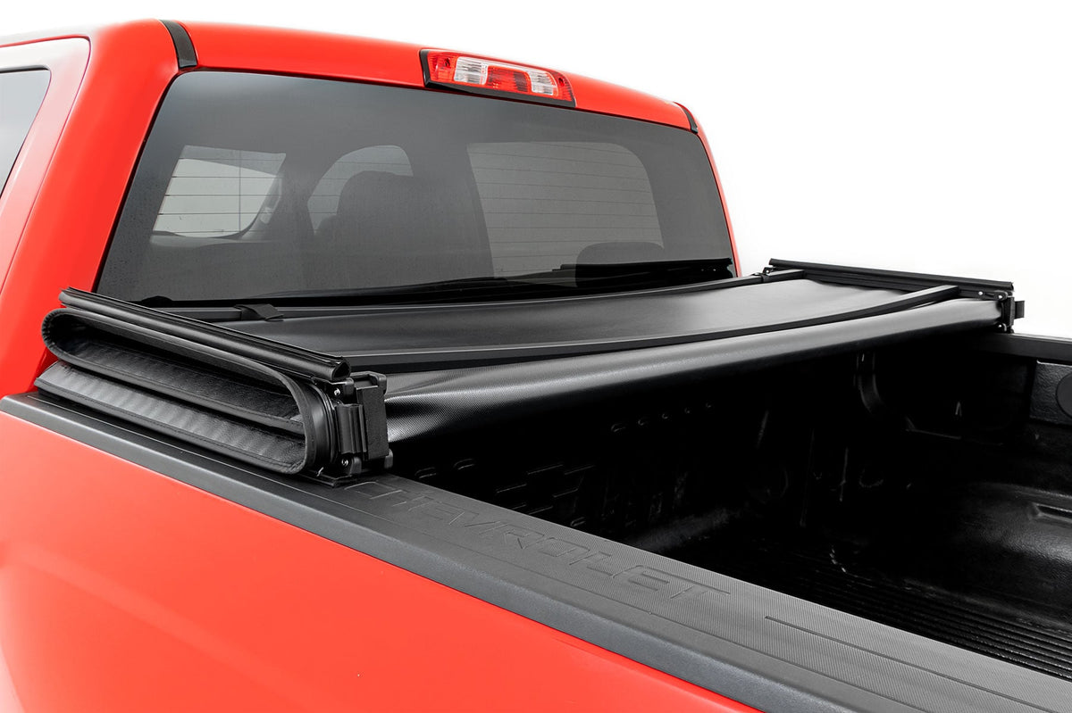 Soft Tri-Fold Bed Cover 5 Foot 9 Inch Bed Silverado/Sierra 1500 (14-18 & Classic) Rough Country