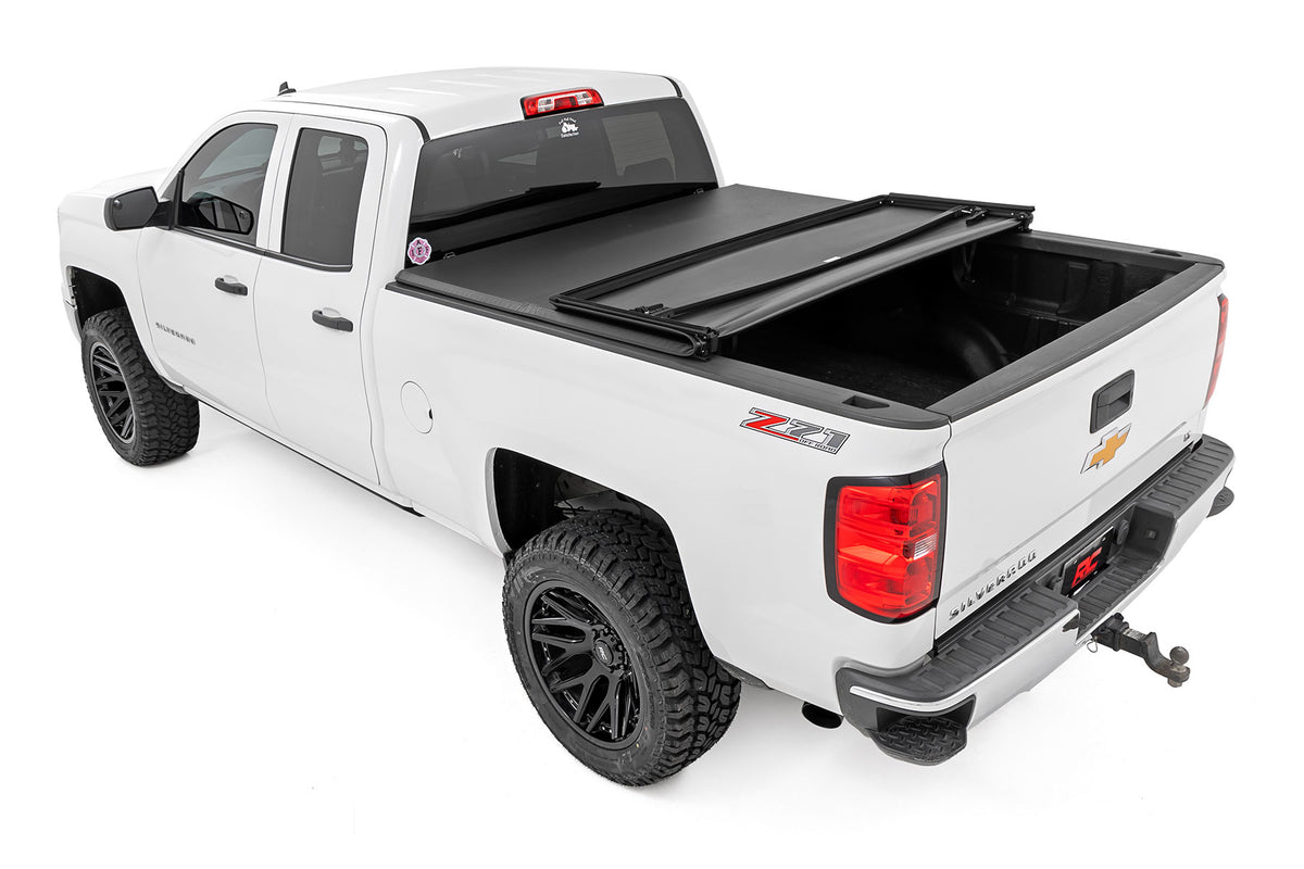 Soft Tri-Fold Bed Cover 6 Foot 7 Inch Bed Silverado/Sierra 1500/2500HD/3500HD (14-19 & Classic) Rough Country