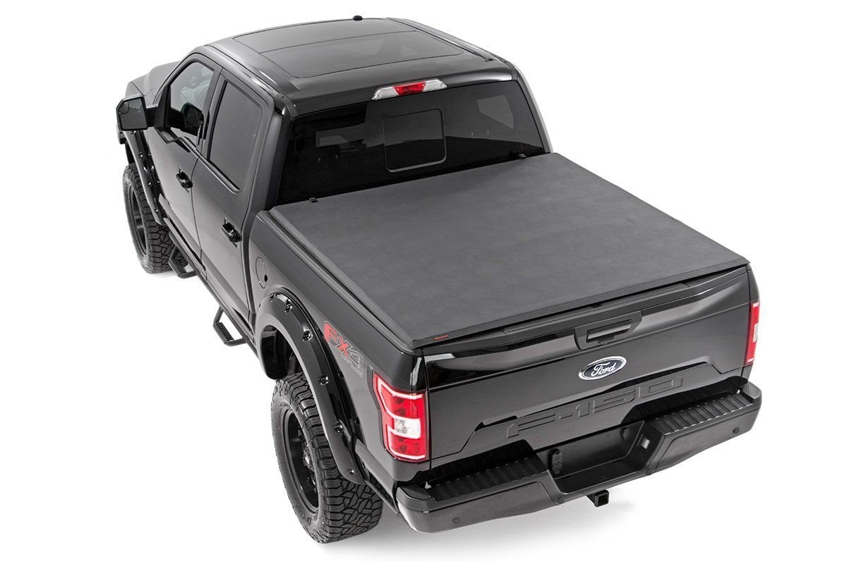 Soft Tri-Fold Bed Cover 5 Foot 7 Inch Bed Ford F-150 (15-20)/Raptor (17-20) Rough Country