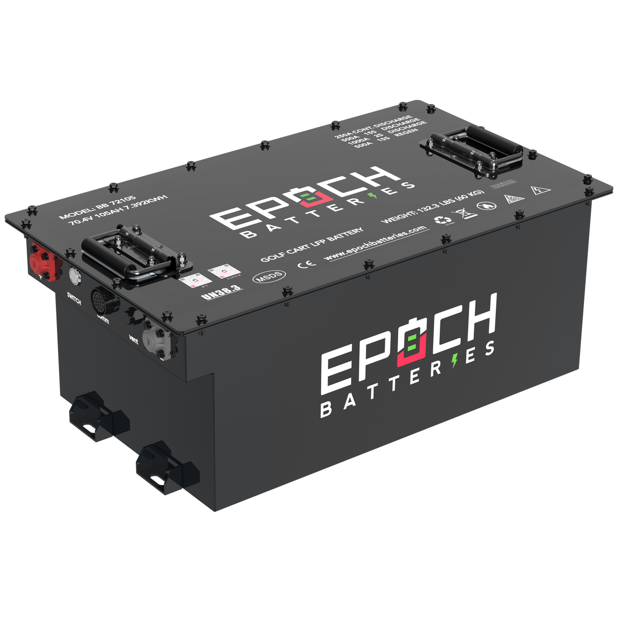 Epoch Batteries 72V 105Ah LiFePO4 Golf Cart Battery Complete Kit
