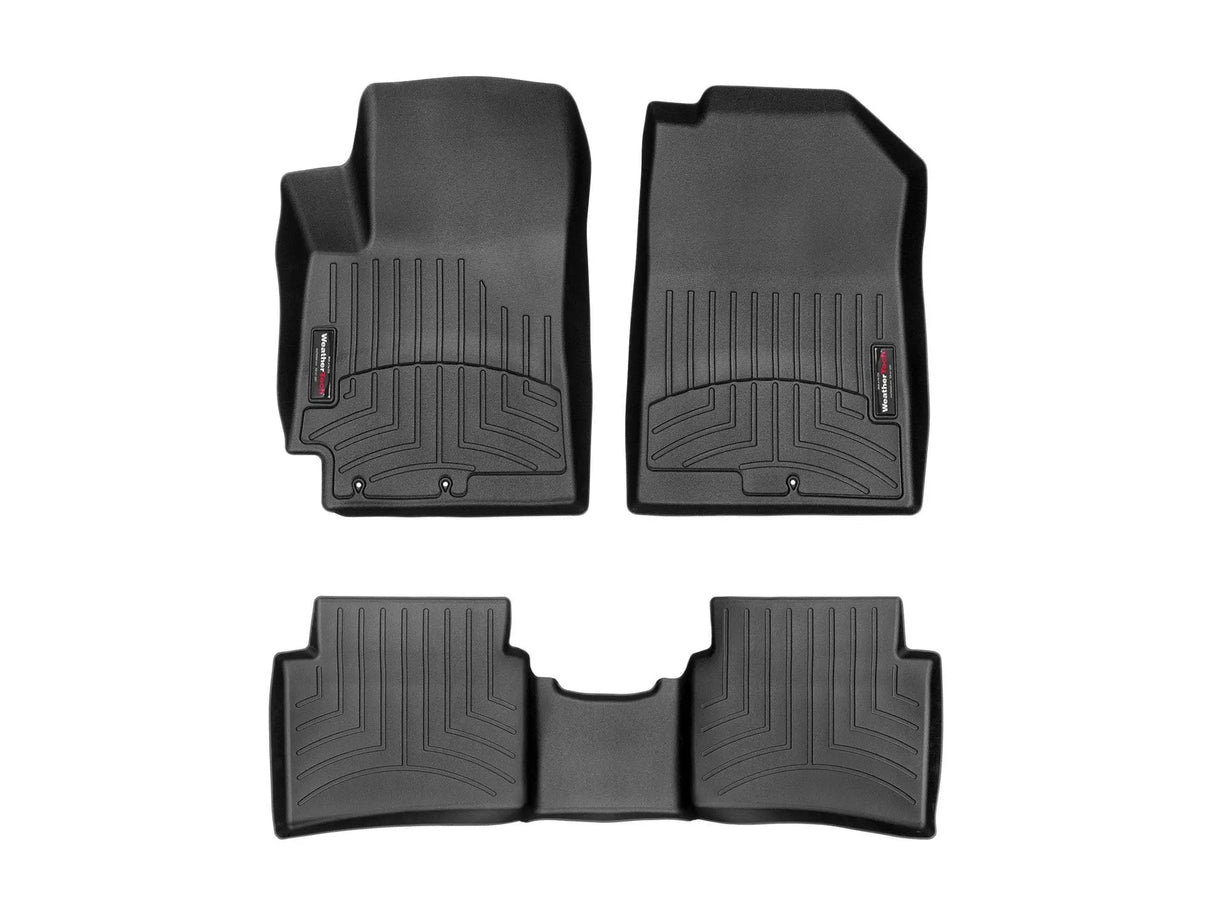 WeatherTech 441240-1-2 FloorLiner, Black - 2018-2023 Kia Rio 1st and 2nd row liner set, main product view