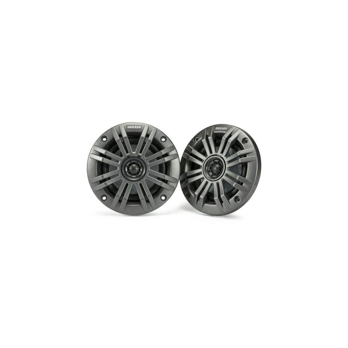 Kicker 45KM42 | 4" Marine Coaxial Speakers 2-Ohm - Charcoal & White Grilles (Pair) Kicker