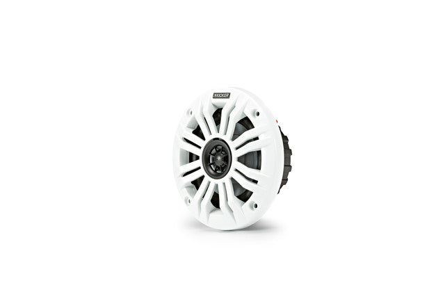 Kicker 45KM42 | 4" Marine Coaxial Speakers 2-Ohm - Charcoal & White Grilles (Pair) Kicker