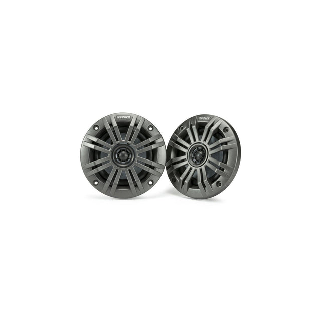 Kicker KM44 | 4" Marine Coaxial Speakers 4-Ohm - Charcoal & White Grilles (Pair) Kicker