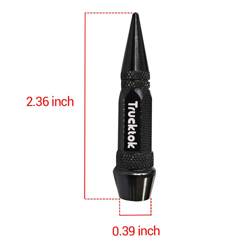 Trucktok 4pcs Aluminum Spike Bullet Valve Stem Caps Cover Wheel Tire Air Cap