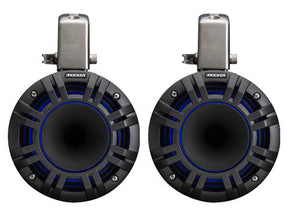 Kicker KMTCXL65 | 6.5" Marine Wakeboard Tower Speakers w/ RGB Lighting - Black (Pair) Kicker