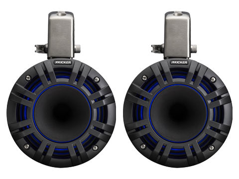 Kicker KMTCXL65 | 6.5" Marine Wakeboard Tower Speakers w/ RGB Lighting - Black (Pair) Kicker