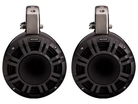 Kicker KMTCXL8 | 8" Marine Wakeboard Tower Speakers w/ RGB Lighting - Black (Pair) Kicker