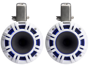 Kicker KMTCXL65W 6.5" Marine Wakeboard Tower Speakers w/ RGB Lighting - White (Pair) Kicker