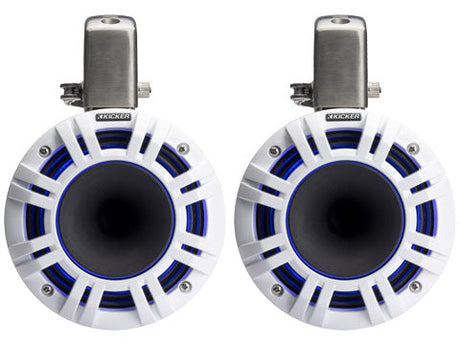 Kicker KMTCXL65W 6.5" Marine Wakeboard Tower Speakers w/ RGB Lighting - White (Pair) Kicker