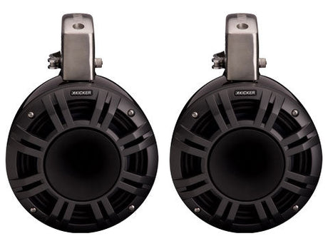 Kicker KMTCXL8 | 8" Marine Wakeboard Tower Speakers w/ RGB Lighting - Black (Pair) Kicker