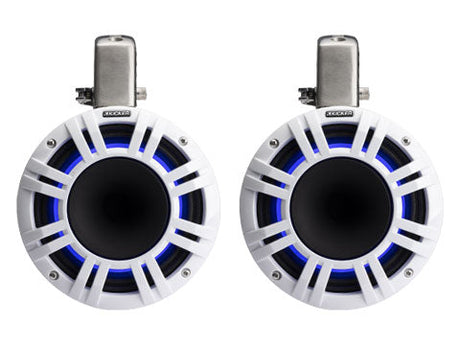 Kicker KMTCXL8W 8" Marine Wakeboard Tower Speakers w/ RGB Lighting - White (Pair) Kicker