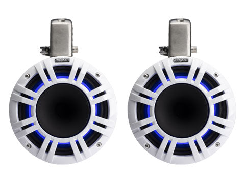 Kicker KMTCXL8W 8" Marine Wakeboard Tower Speakers w/ RGB Lighting - White (Pair) Kicker