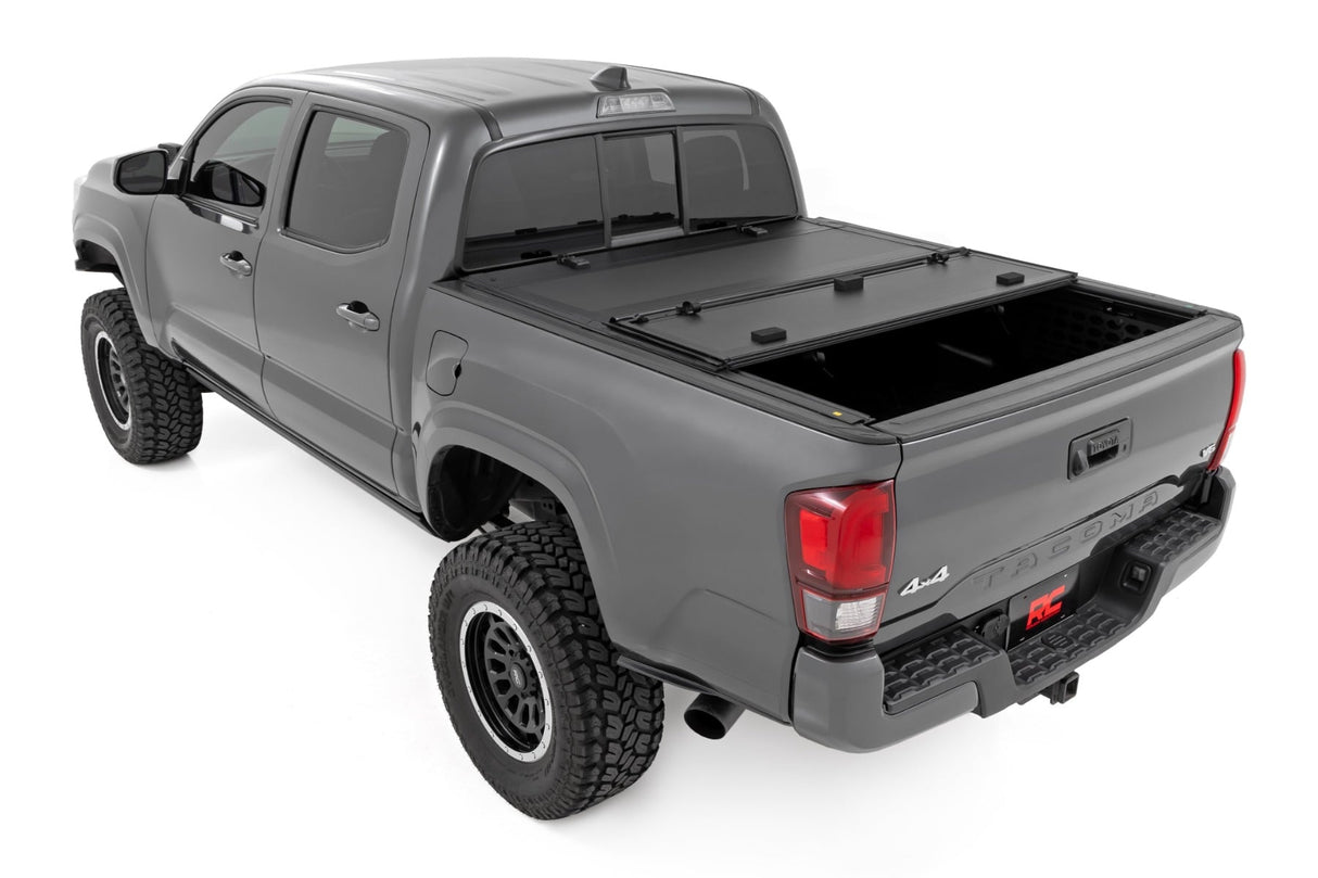 Hard Tri-Fold Flip Up Bed Cover 5 Foot Bed Toyota Tacoma 2WD/4WD (2016-2023) Rough Country