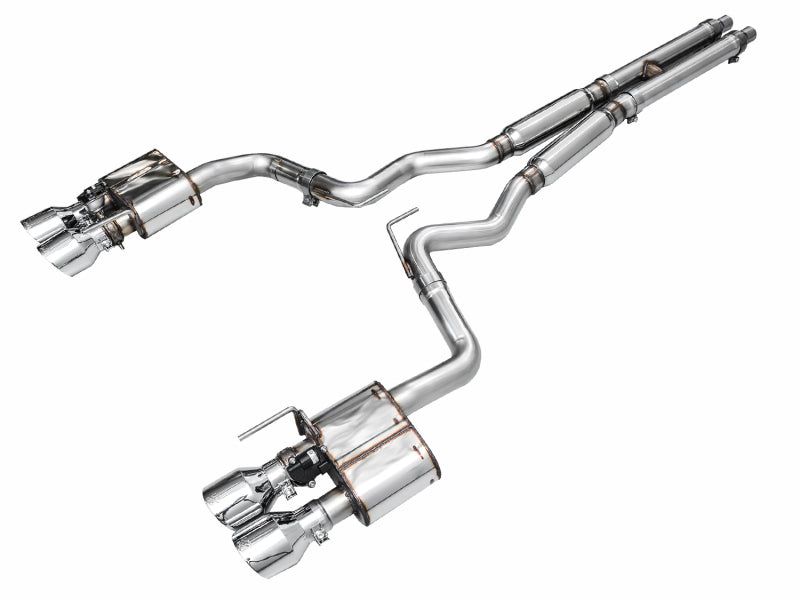 AWE 2024 Ford Mustang GT Fastback S650 RWD SwitchPath Catback Exhaust w/ Quad Chrome Silver Tips