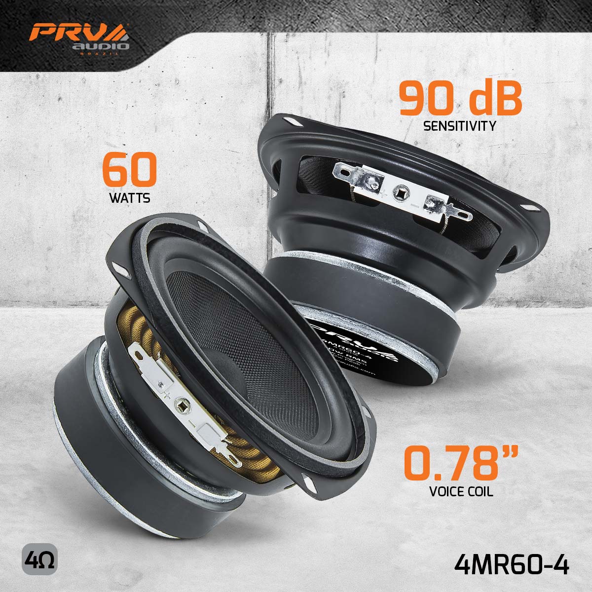 PRV Audio 4MR60-4 4" Midrange Loudspeaker 4 Ohm