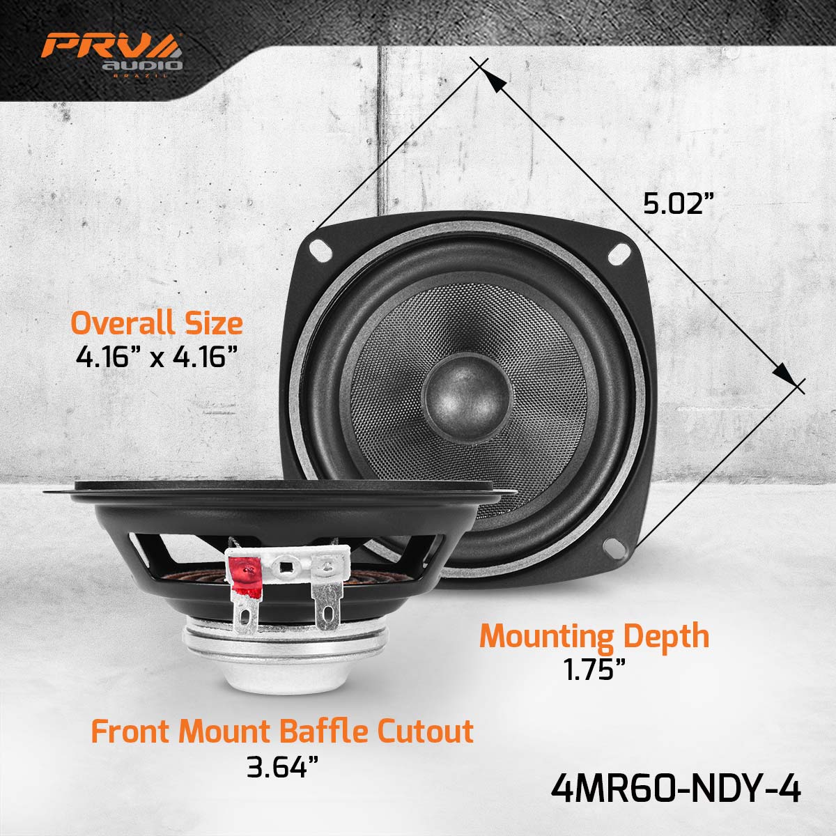 PRV Audio 4MR60-NDY-4 4in Neodymium Midrange Loudspeaker 4 Ohm