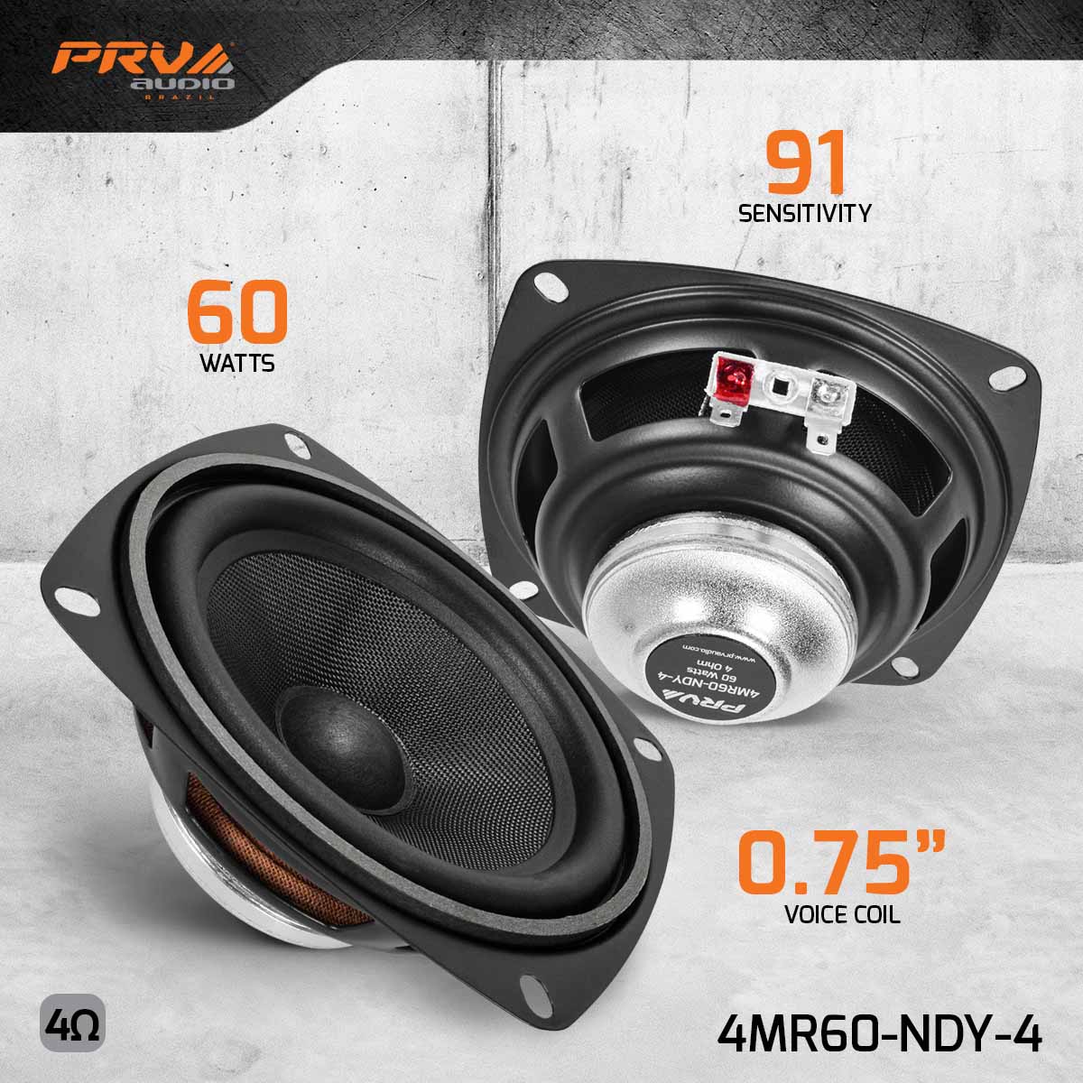 PRV Audio 4MR60-NDY-4 4in Neodymium Midrange Loudspeaker 4 Ohm