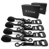 4-Pack Heavy-Duty 1.5-in x 15-ft Ratchet Tie Down Straps with S-Hooks