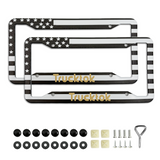 Trucktok 2Pcs Stainless Steel American Flag License Plate Frame Patriotic USA Flag Car Tag Holder TruckTok