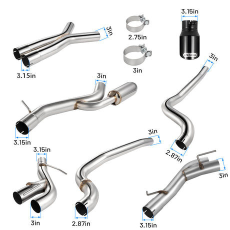 2016-2024 Chevy Camaro SS/ZL 1 6.2L Catback Exhaust 3" Dual Flashark