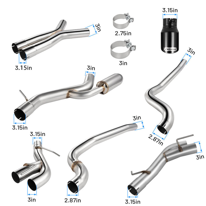 2016-2024 Chevy Camaro SS/ZL 1 6.2L Catback Exhaust 3" Dual Flashark