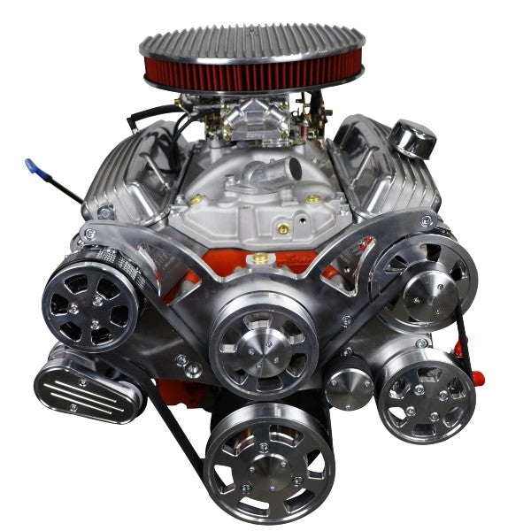 GM Small Block Compatible 383 c.i. Low Profile Engine - 436 Horsepower - Deluxe Dressed - Polished Pulley Kit - Carbureted