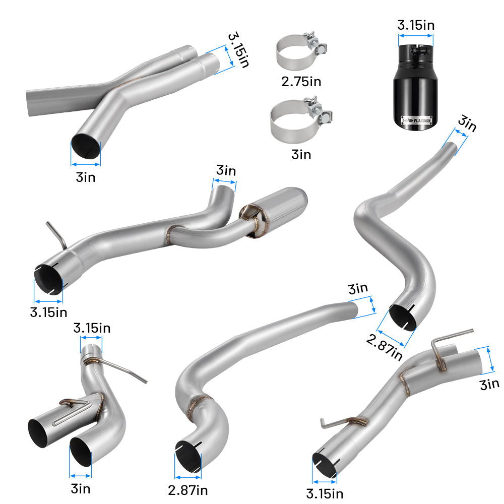 2016-2024 Chevy Camaro SS/ZL 1 6.2L Catback Exhaust 3" Dual Flashark