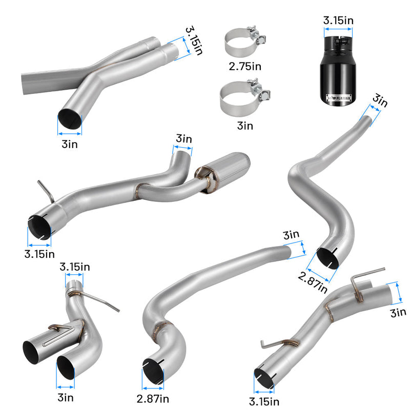 2016-2024 Chevy Camaro SS/ZL 1 6.2L Catback Exhaust 3" Dual Flashark