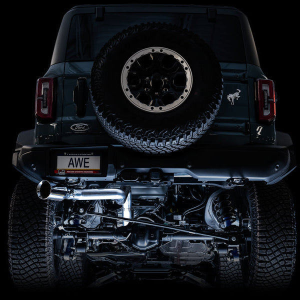 AWE Tuning 0FG Single Rear Exit Exhaust with BashGuard and Chrome Silver Tip | 2021+ Ford Bronco