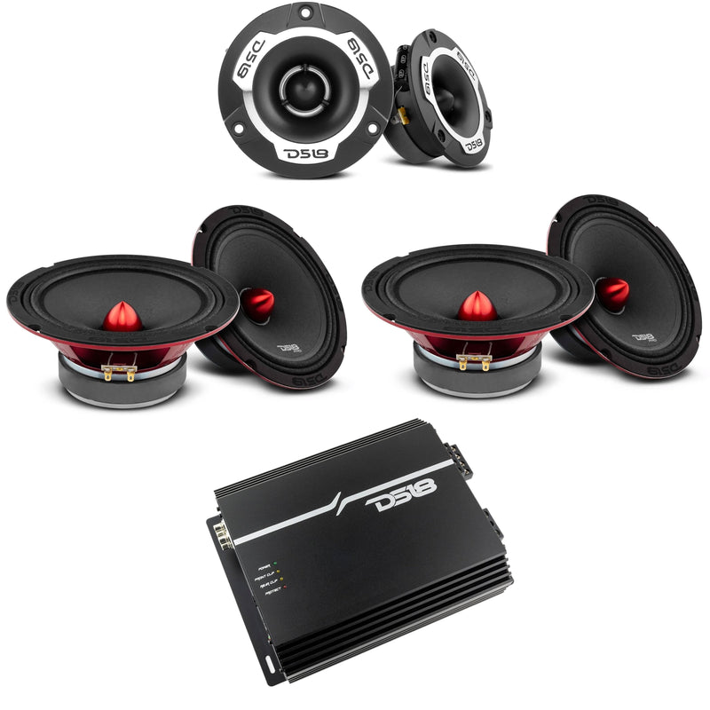 DS18 4 Channel Amplifier 2 TWX1 Super Tweeters 4x 6.5 Full Range Loud Speakers