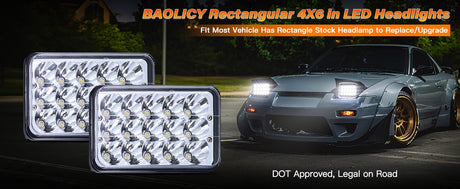 4x6 Inch LED Headlights DOT Approved High Low Beam Rectangle 2-Pack