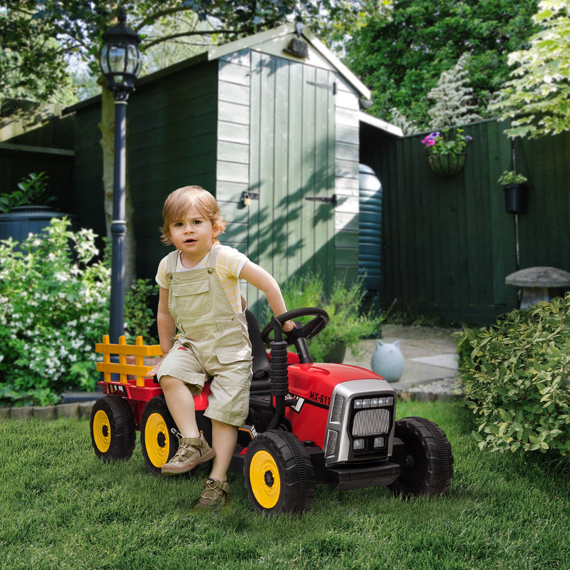 12V Electric Tractor with Trailer and Dual Motors for Kids