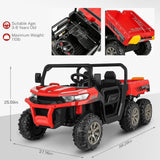 6x6 Ride On UTV Truck with Dump Bed, 6 Suspension, and 4WD - Perfect for Kids with LED Lights and Remote Control