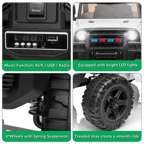 4x4 Double-Drive 12V Electric Car for Kids with Lights and MP3 Player