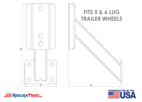 5 to 6 Lug Spare Tire Mount, Includes Stainless Steel Hardware