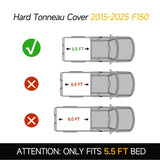 Trucktok 2015-2025 Ford F150 5.5FT Hard Tri-Fold Tonneau Cover Truck Bed Pickup TruckTok